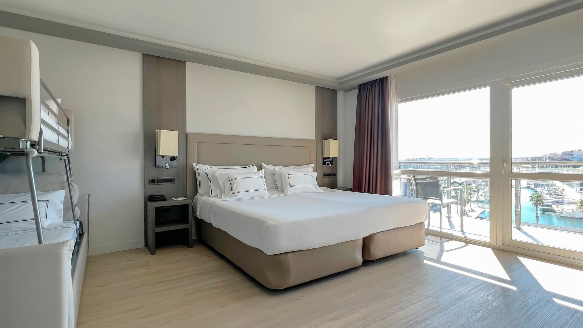 a room with a bed and a window