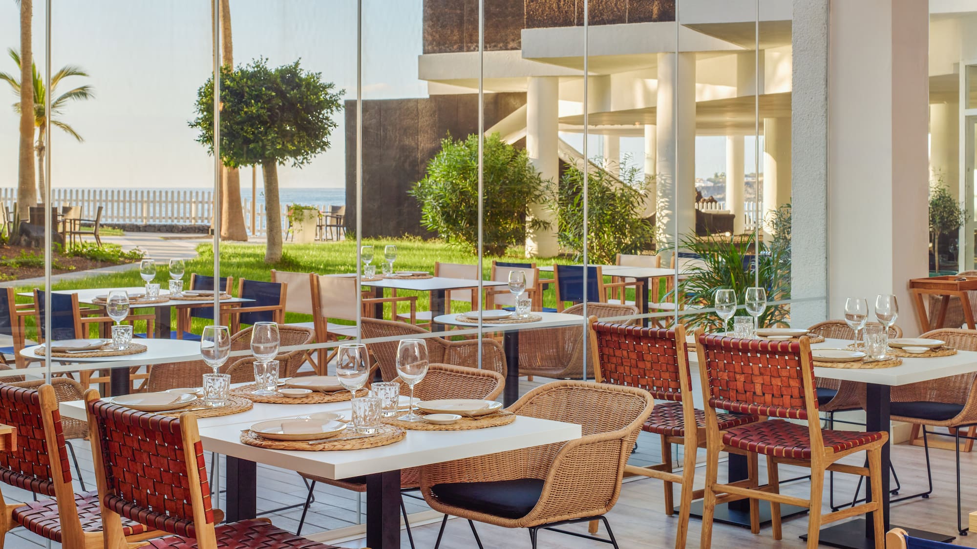 a restaurant with tables and chairs