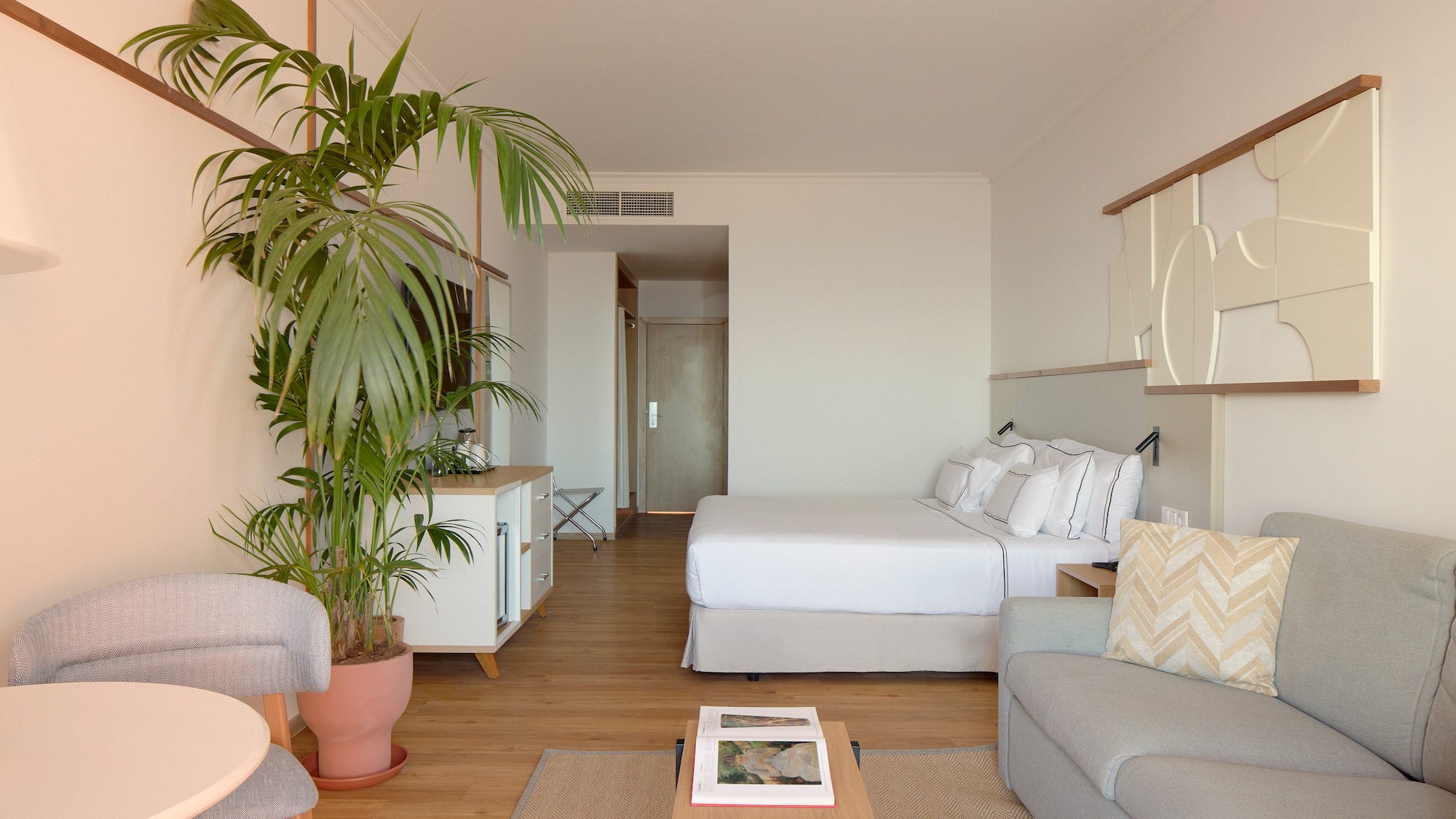 a room with a bed and a couch