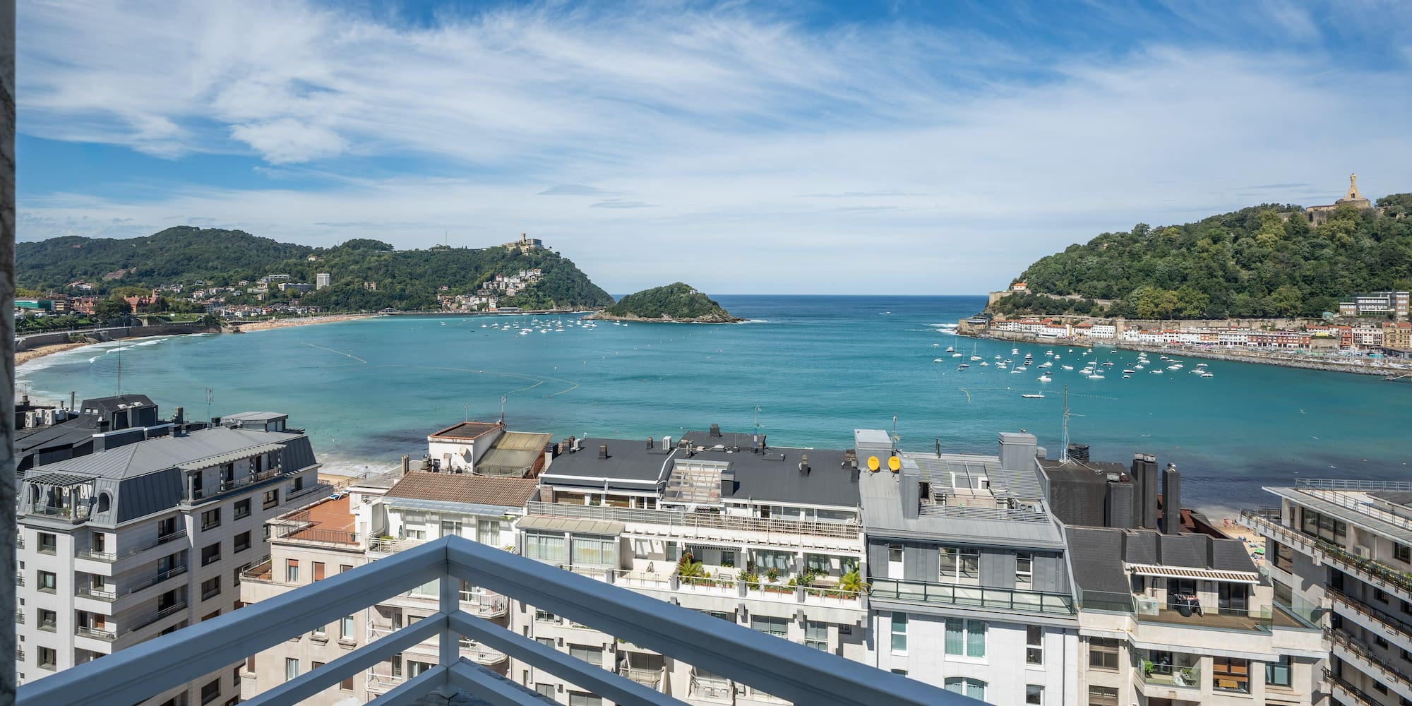 a view of a city from a balcony