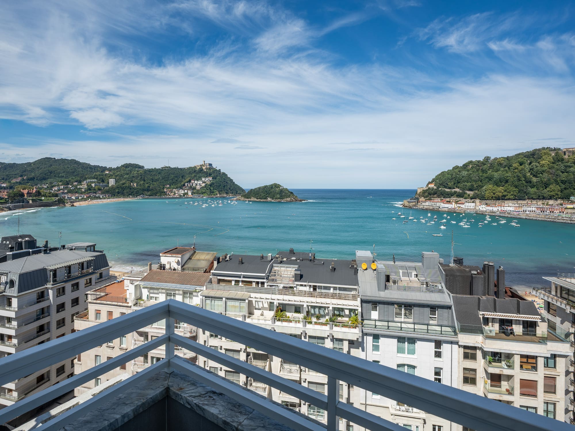 a view of a city from a balcony