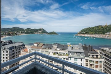 a view of a city from a balcony
