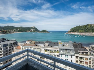 a view of a city from a balcony