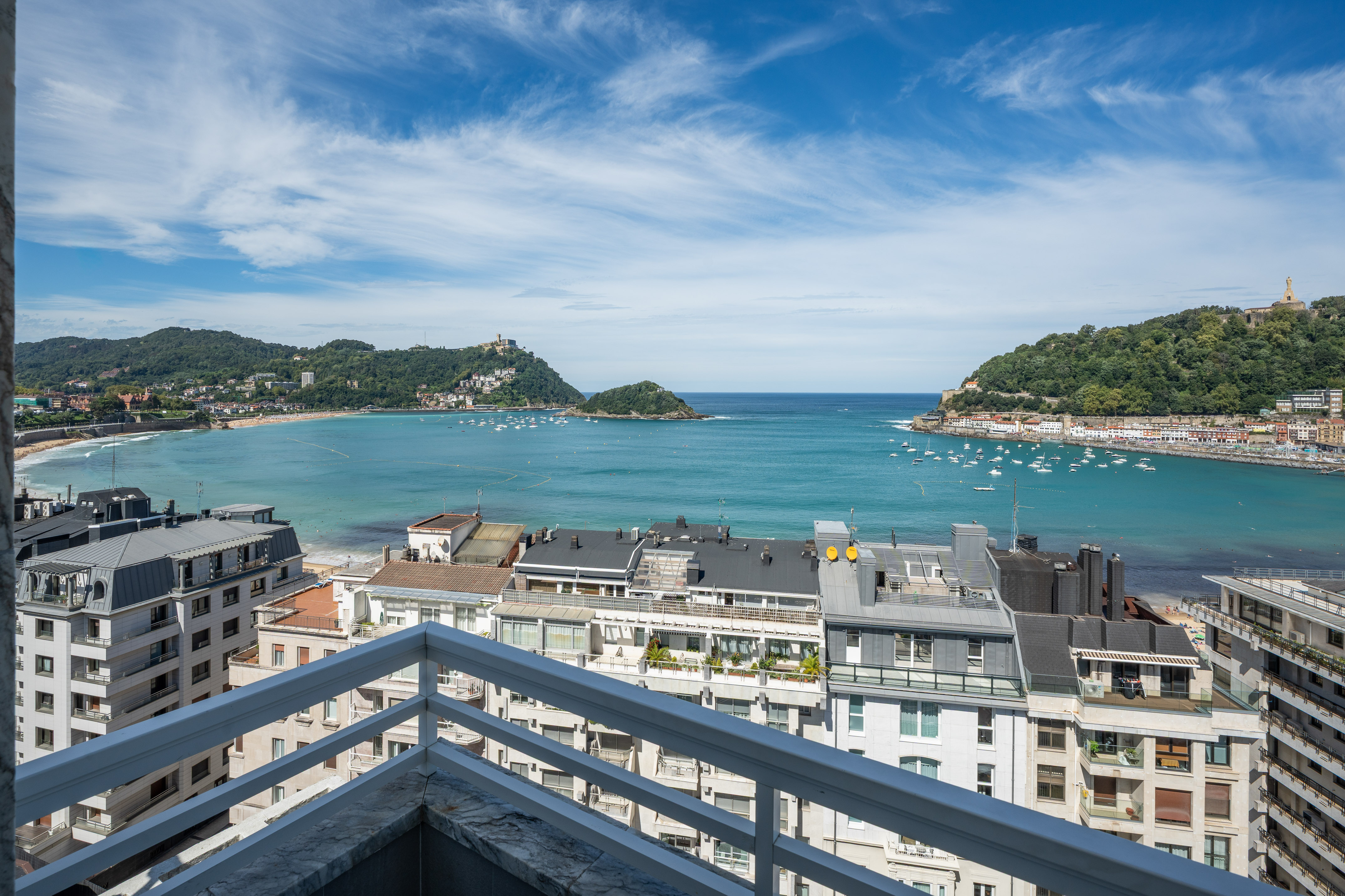 a view of a city from a balcony