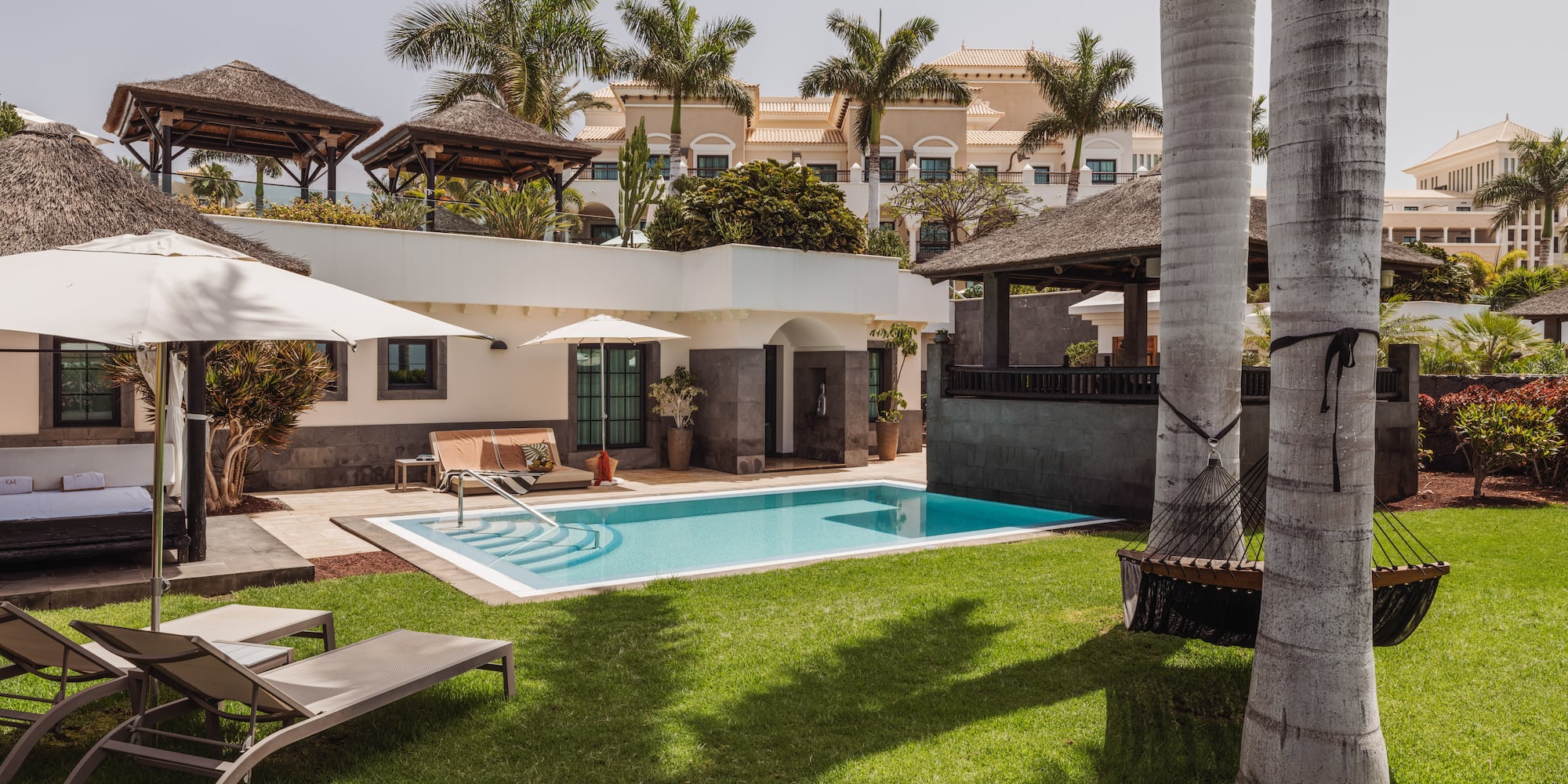 a pool in a backyard