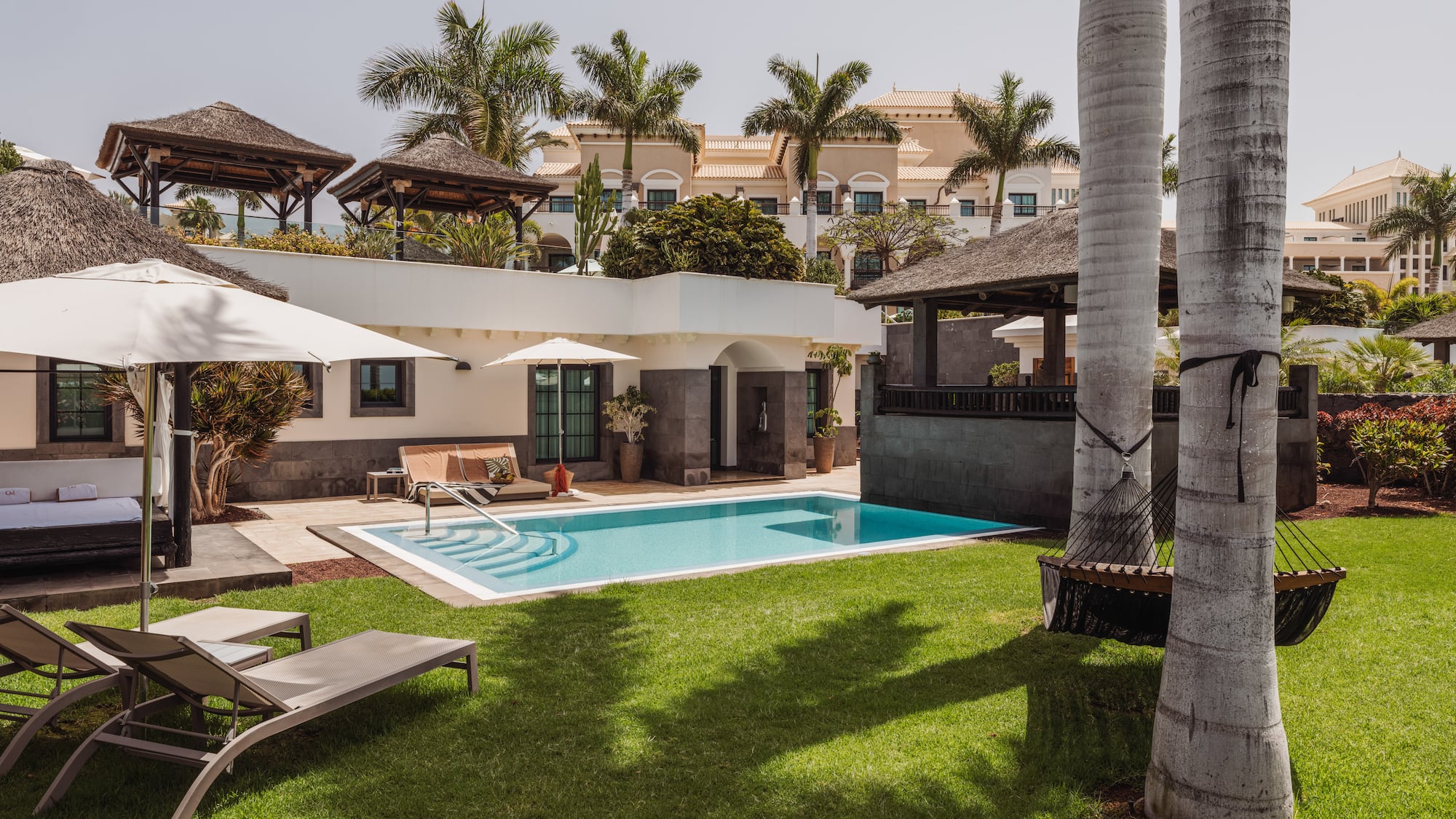 a pool in a backyard