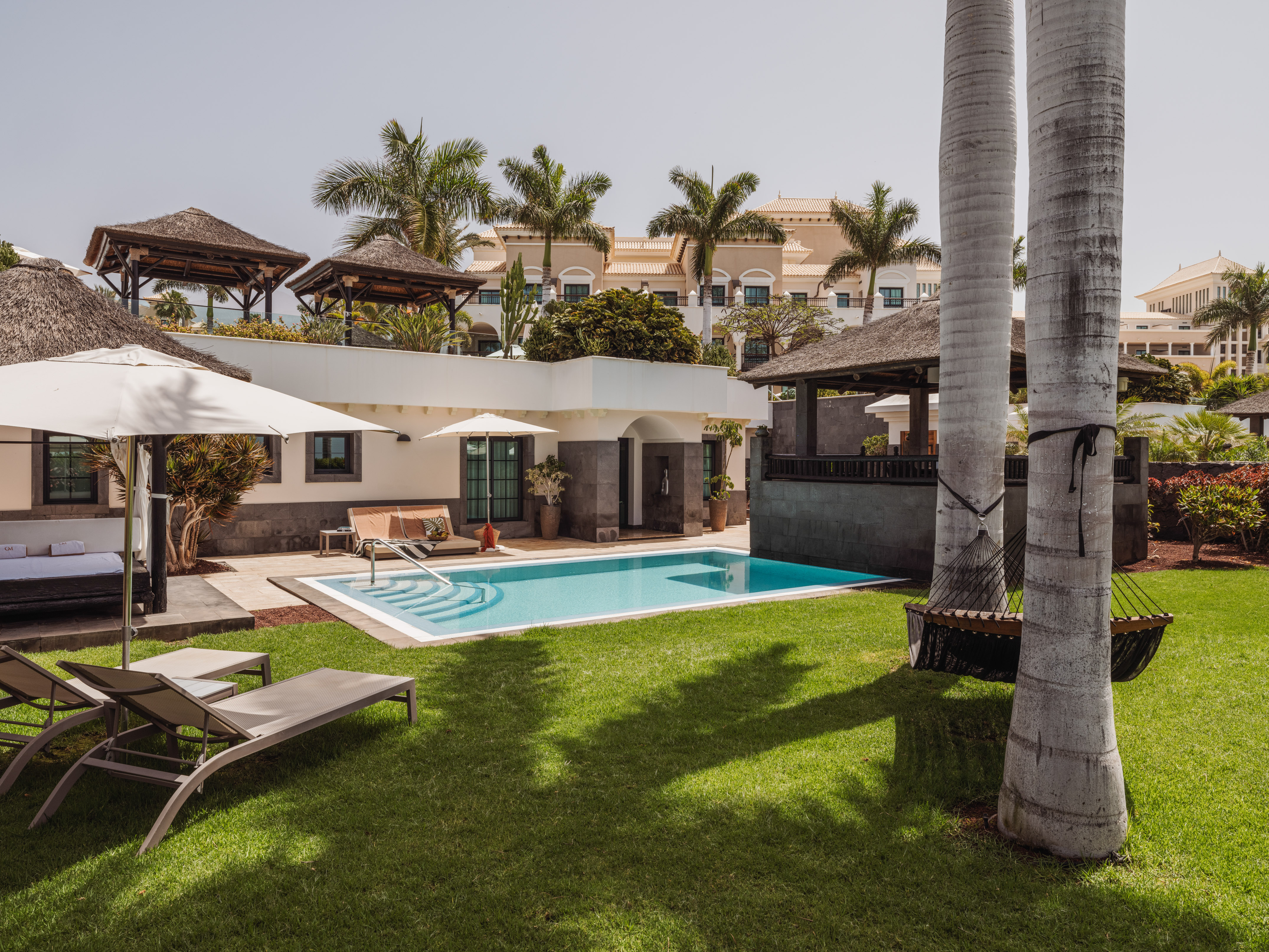 a pool in a backyard