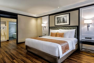 a bed in a room