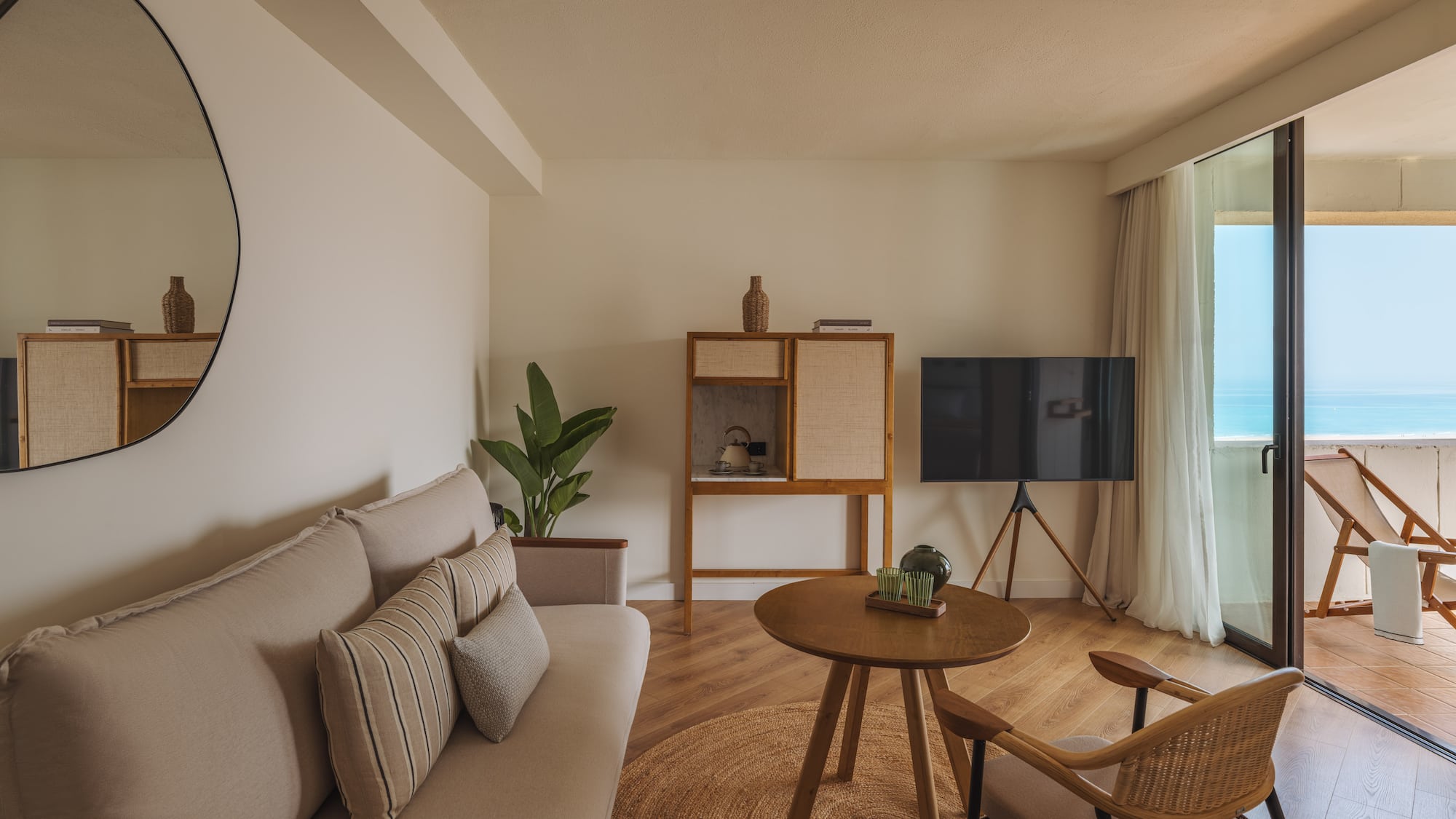 a living room with a couch and a table