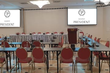 a room with tables and chairs