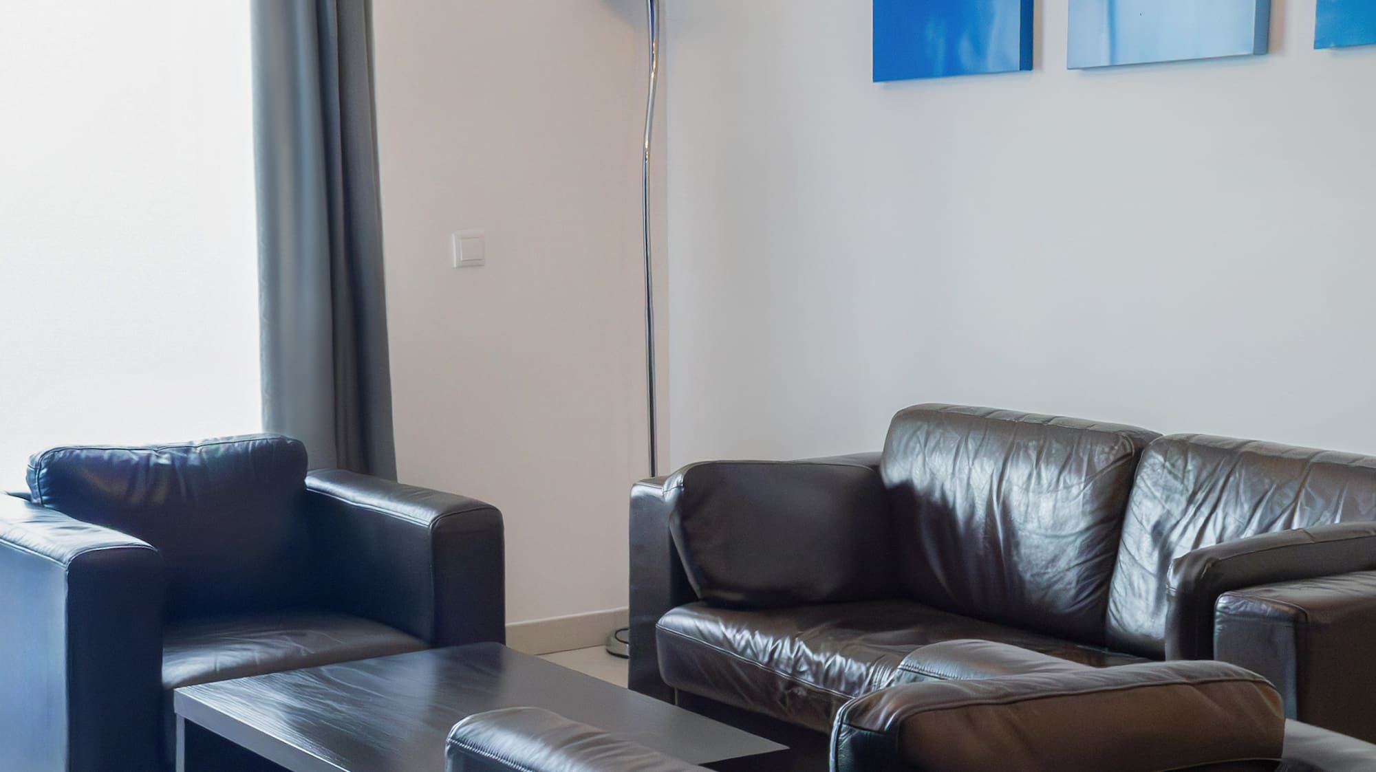 a couches and a table in a room