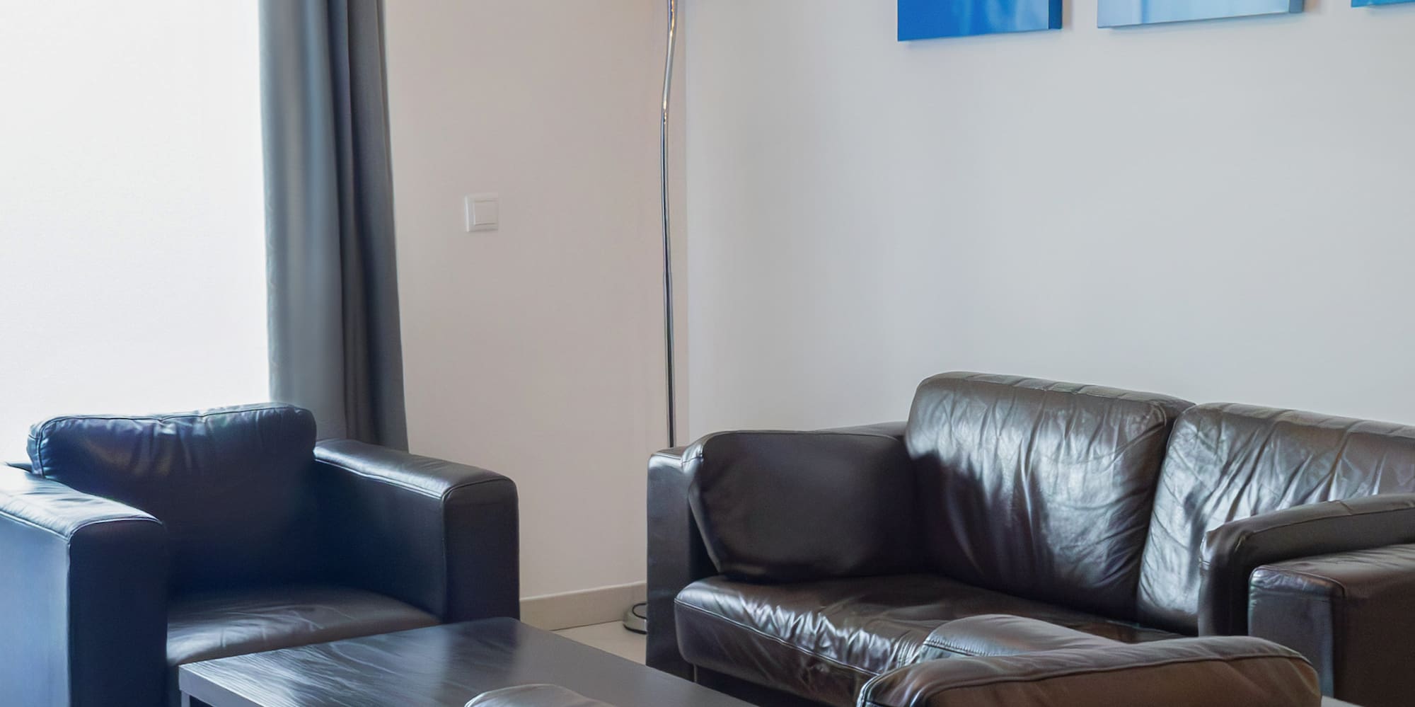 a couches and a table in a room