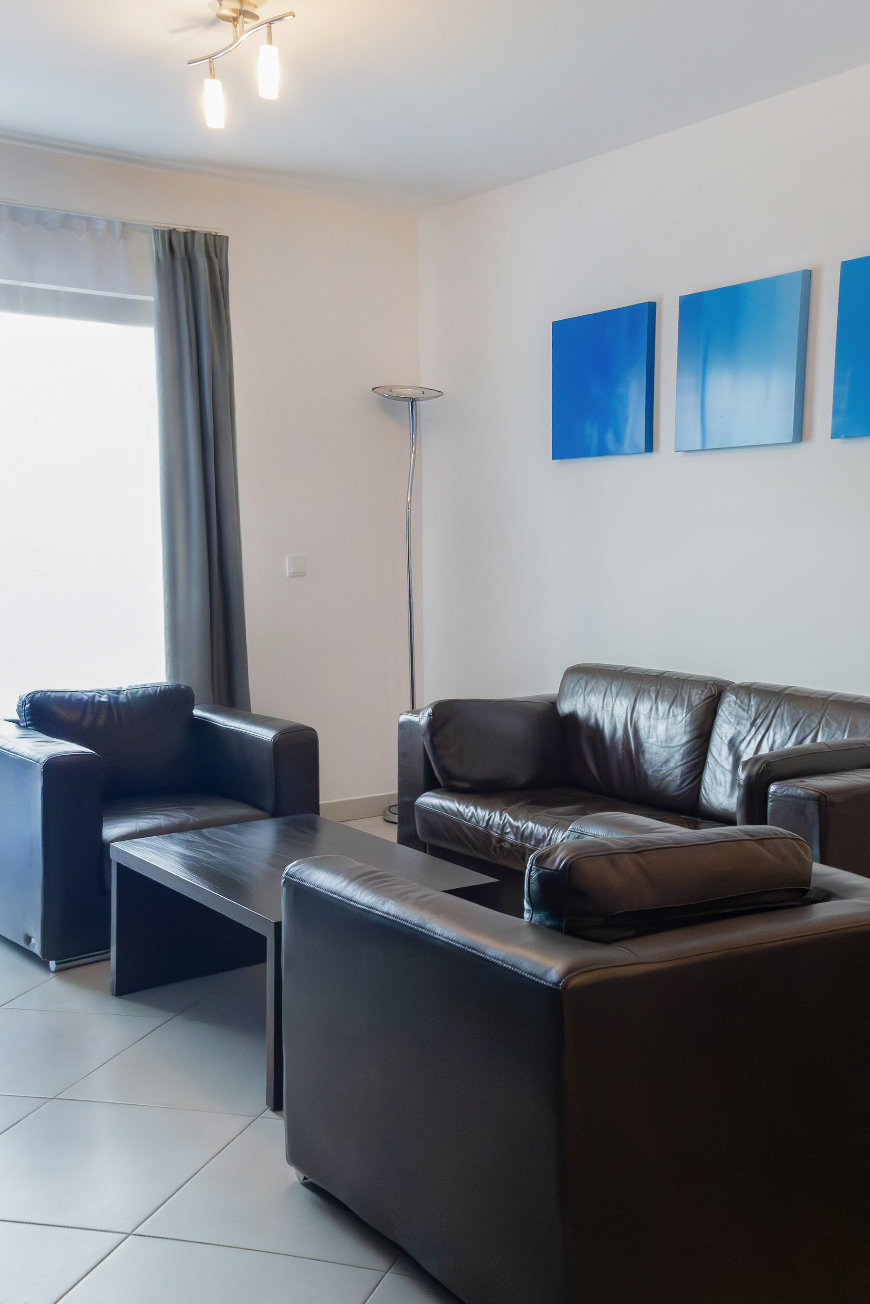 a couches and a table in a room