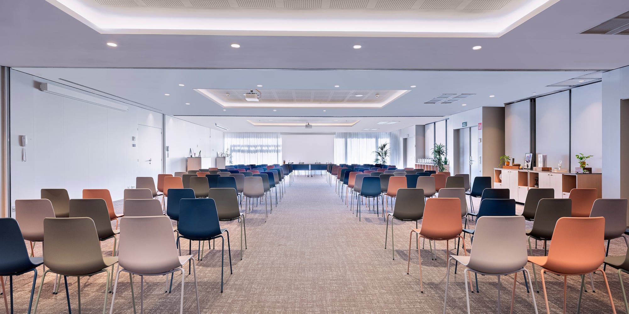 a room with many chairs