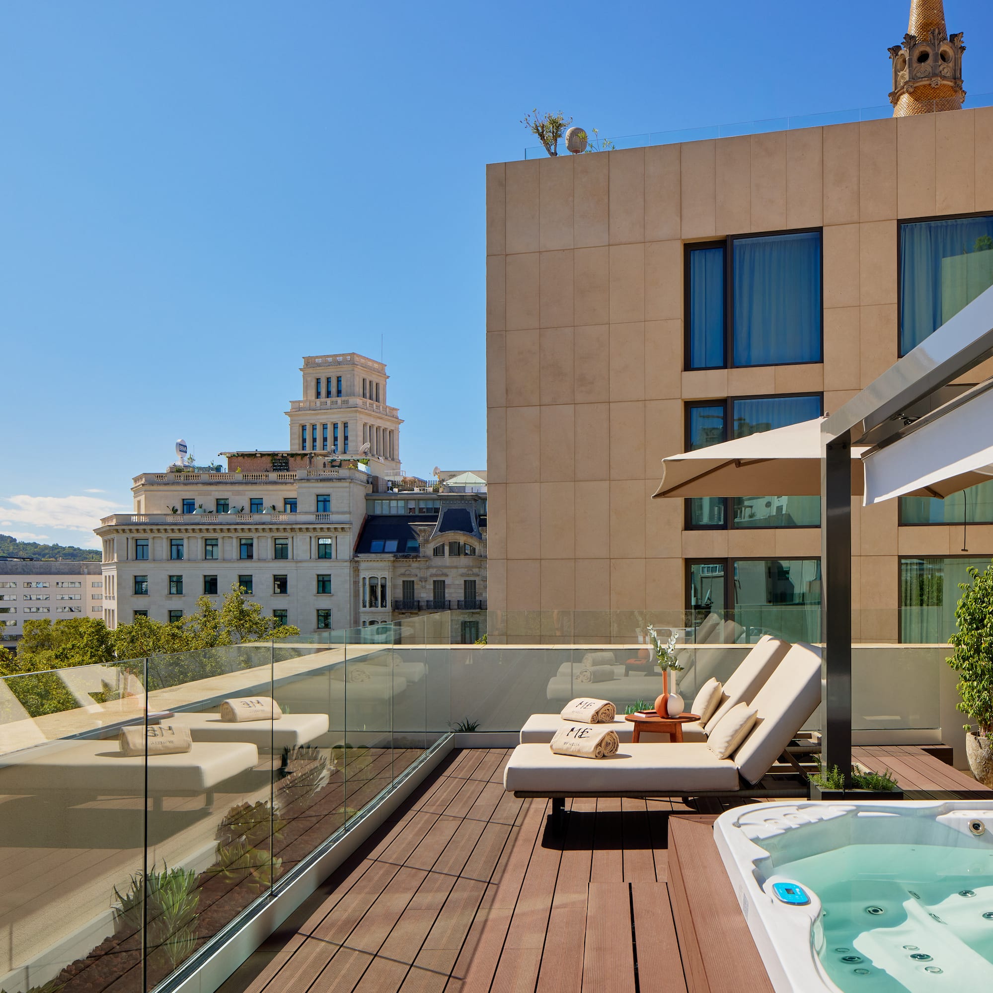 a hot tub on a rooftop