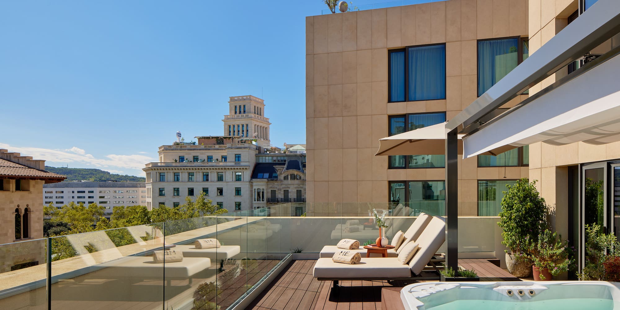 a hot tub on a rooftop