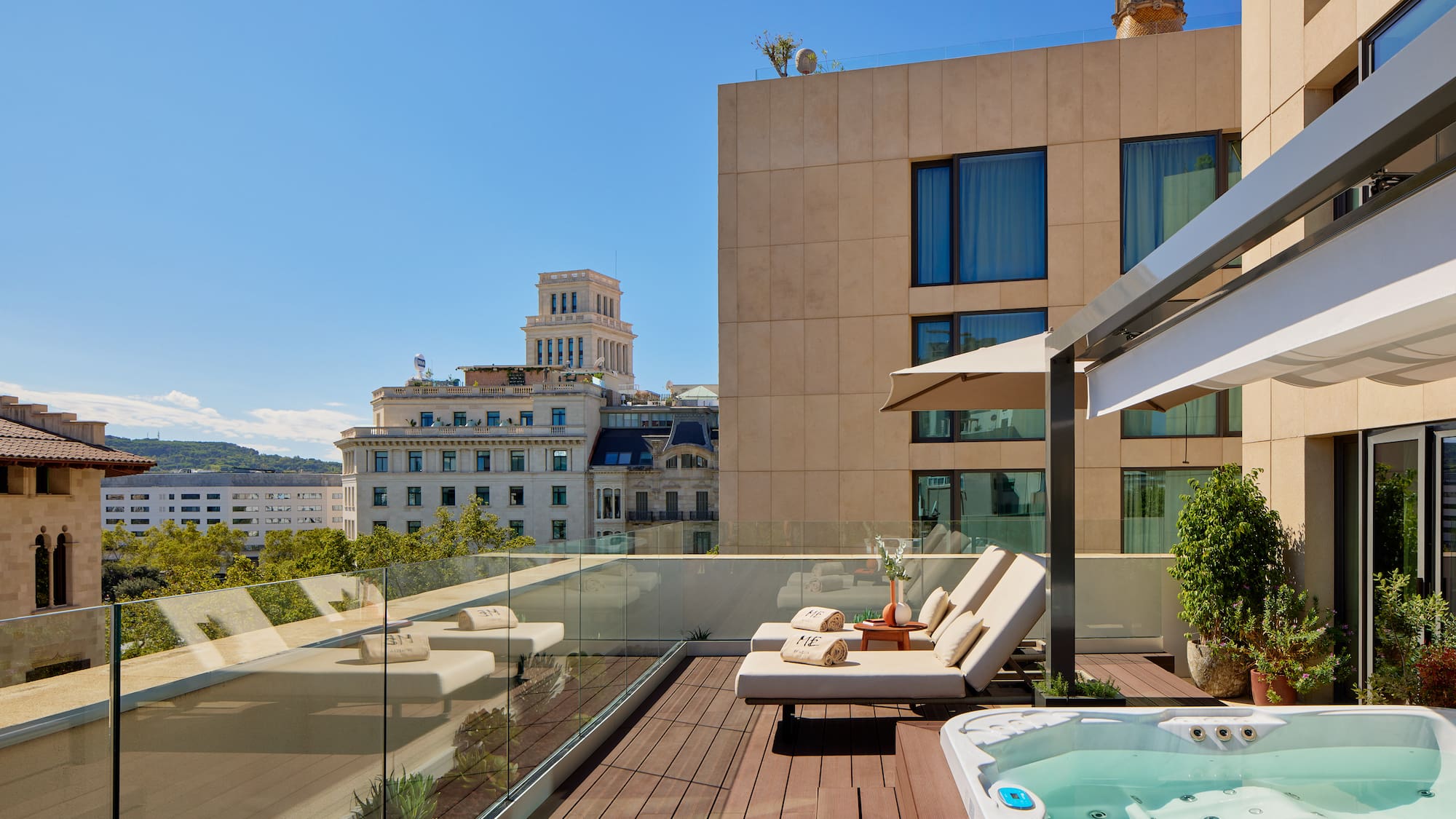 a hot tub on a rooftop
