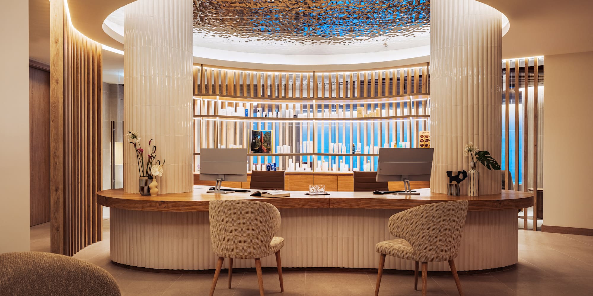 a reception desk in a room