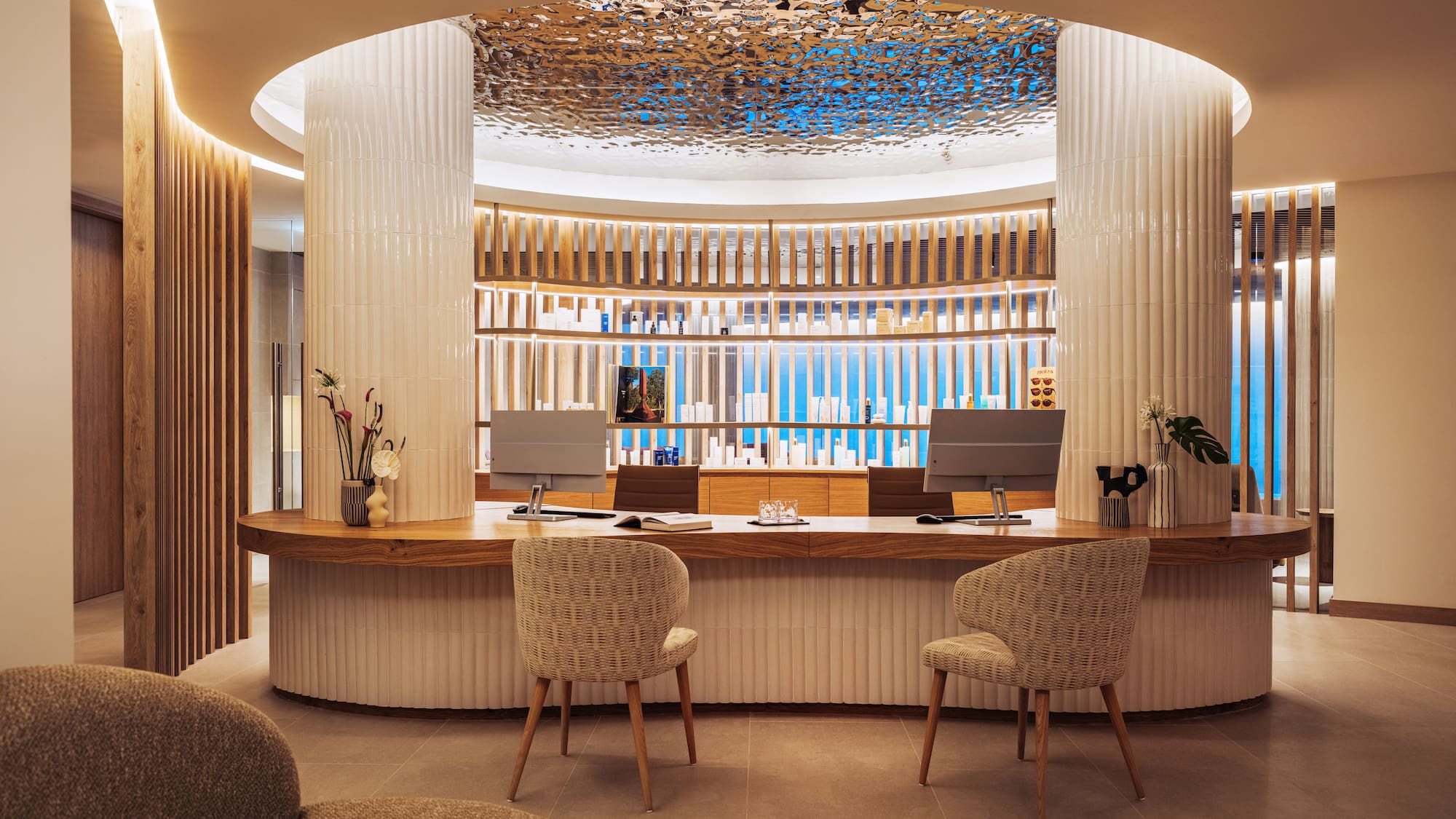 a reception desk in a room