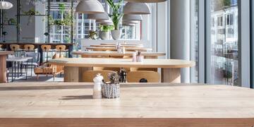 a tables and chairs in a restaurant