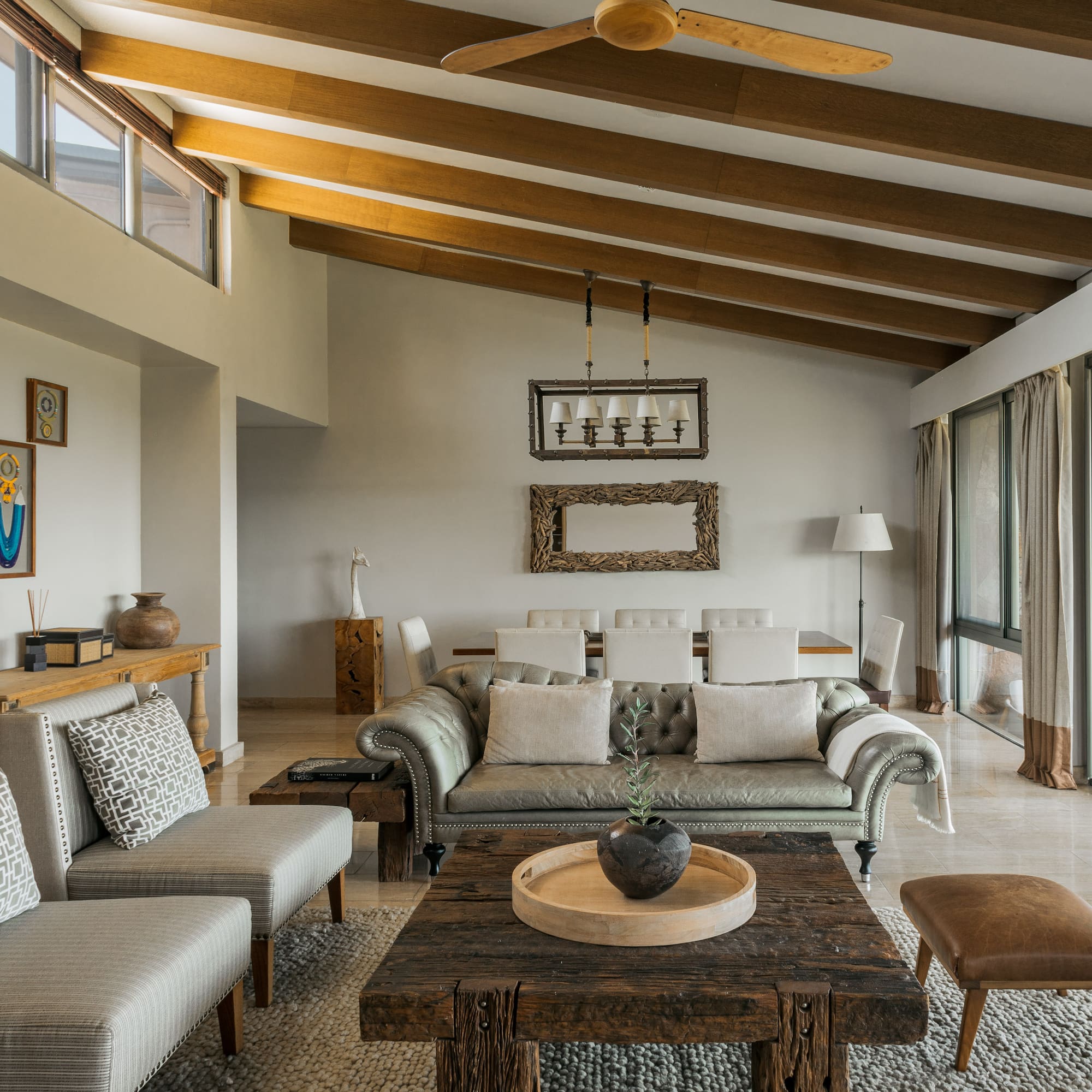 a living room with a couch and a coffee table