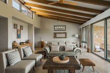 a living room with a couch and a coffee table