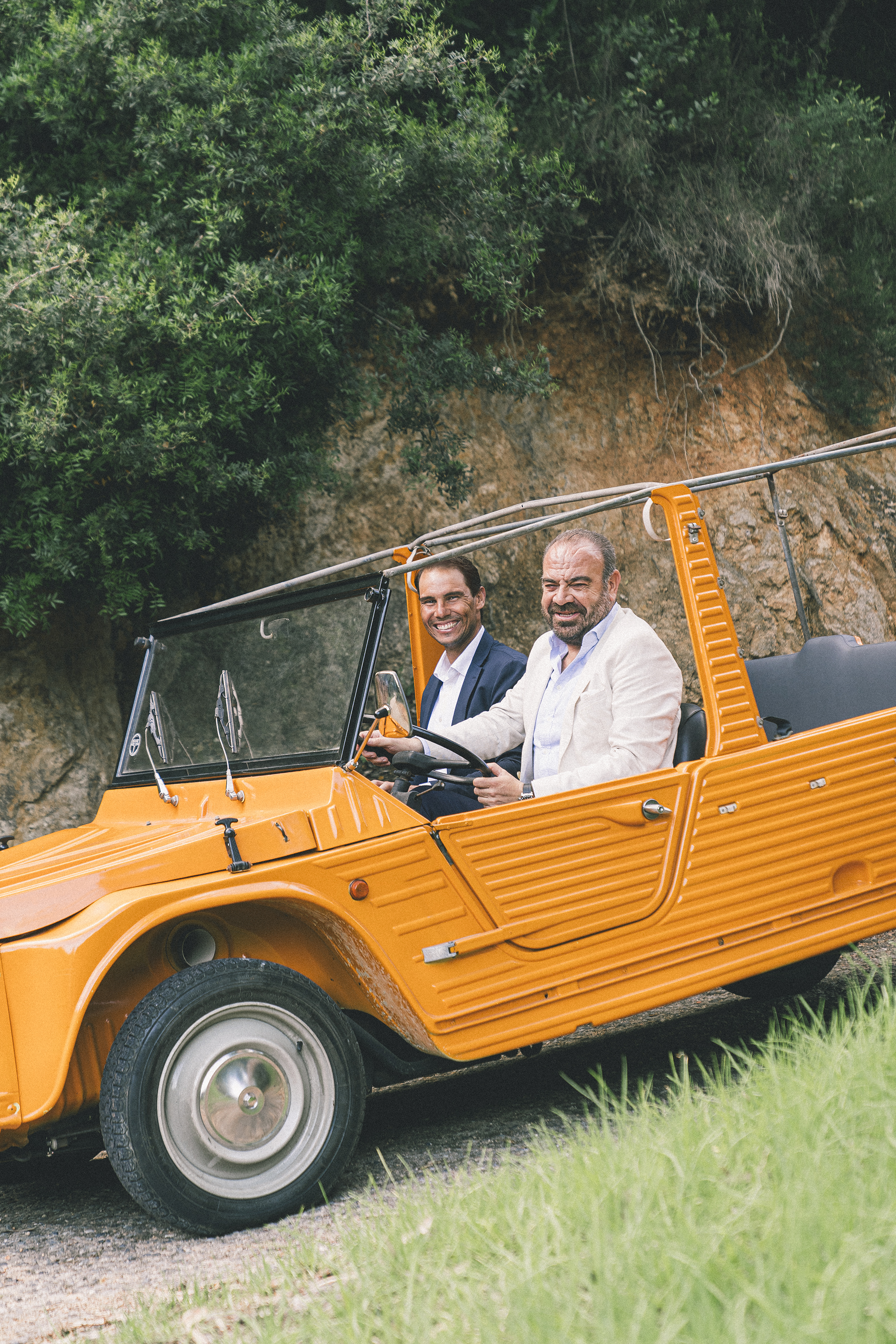 two men in a car