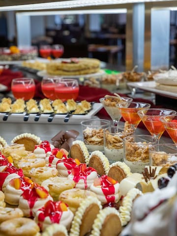 a table full of desserts