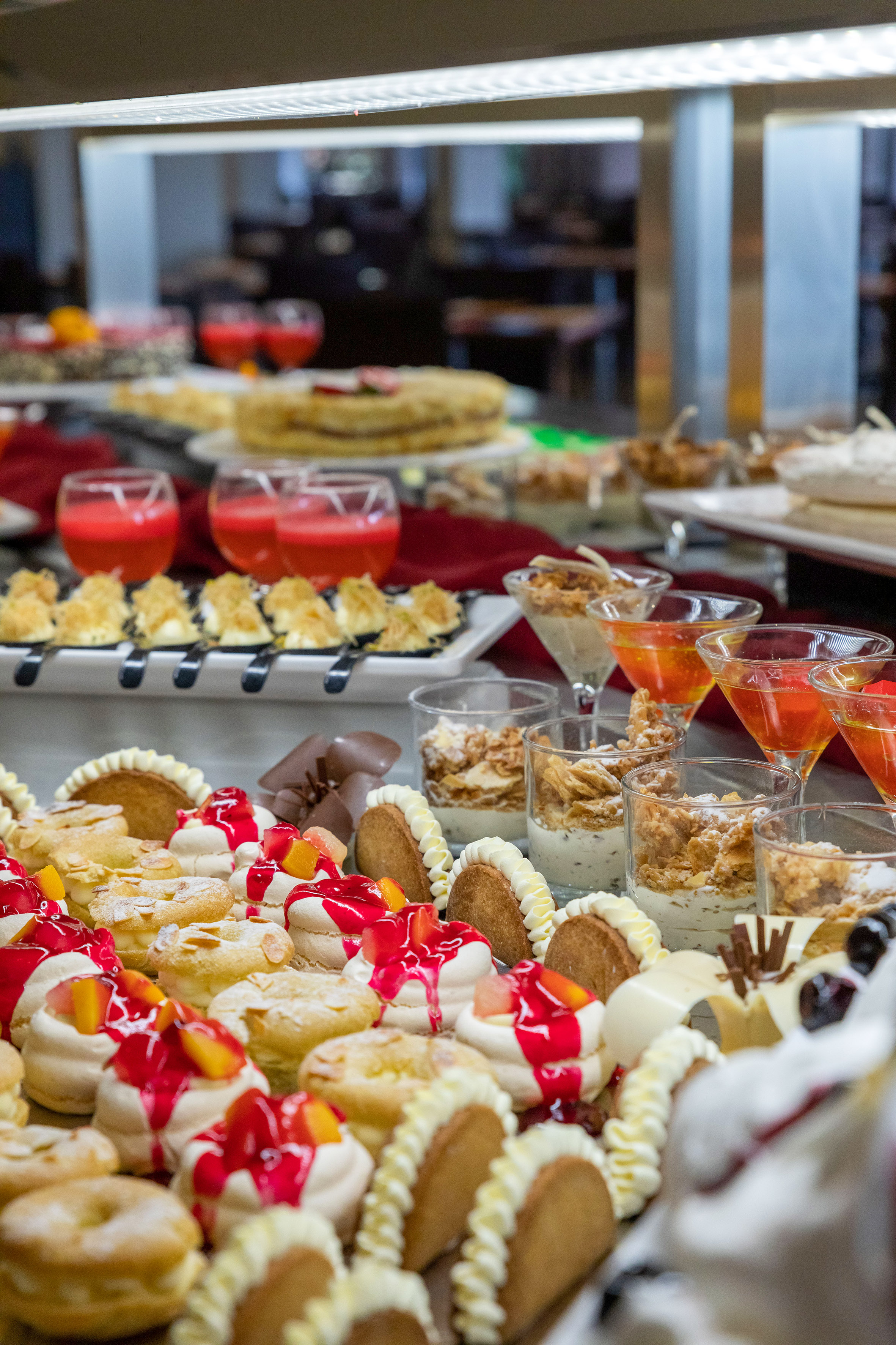 a table full of desserts