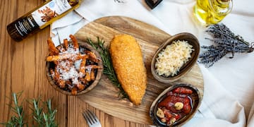 food on a wooden board