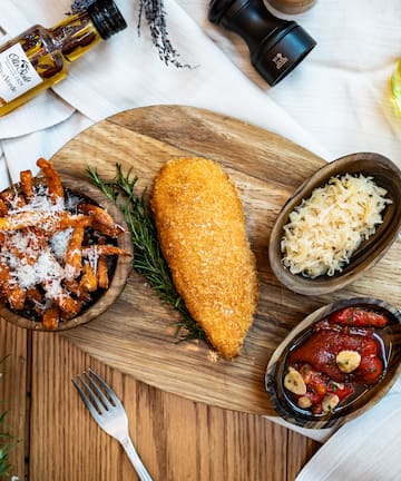 food on a wooden board