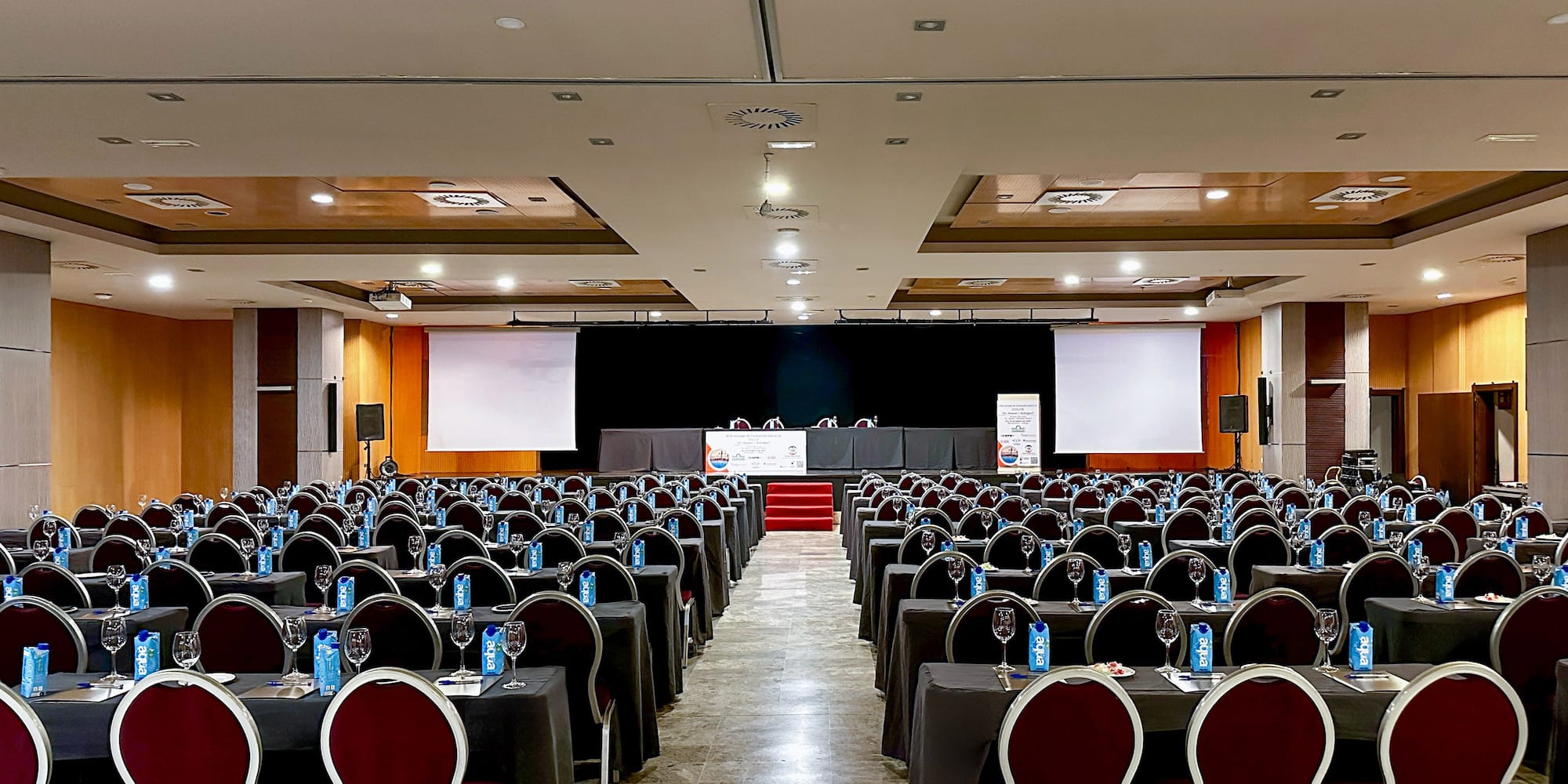 a room with tables and chairs