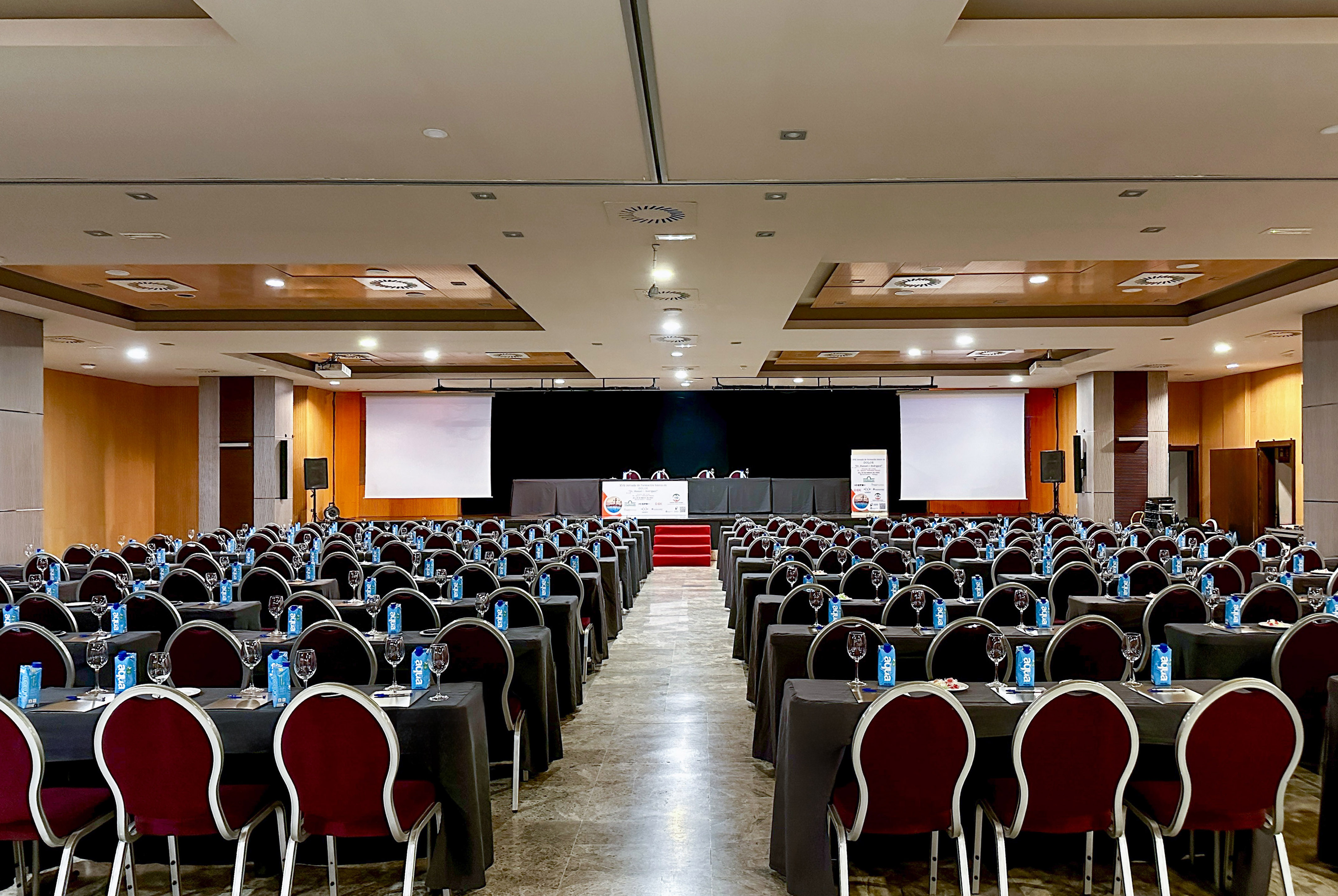 a room with tables and chairs