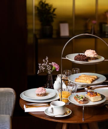 a tray of desserts on a table