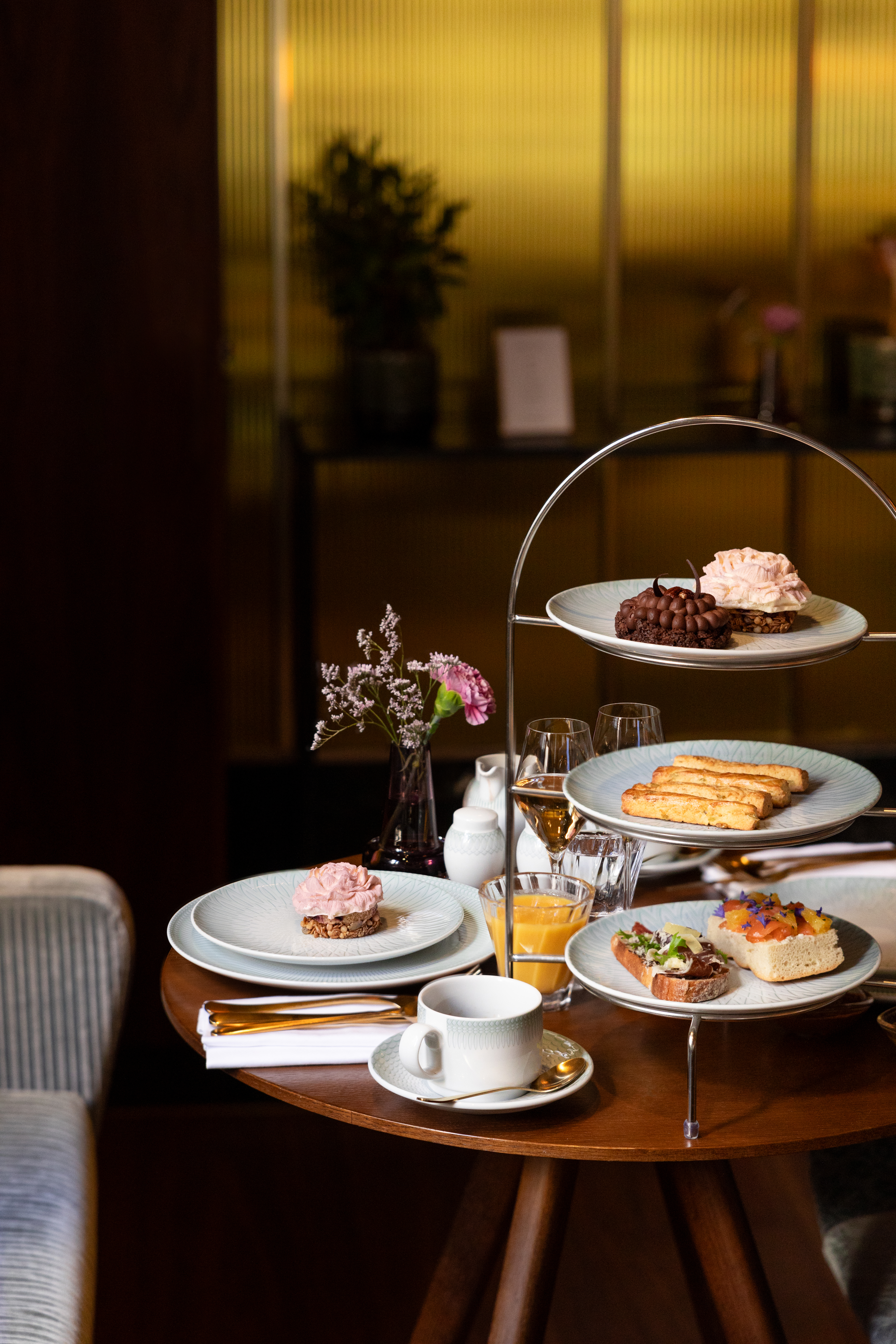 a tray of desserts on a table