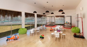 a room with a large window