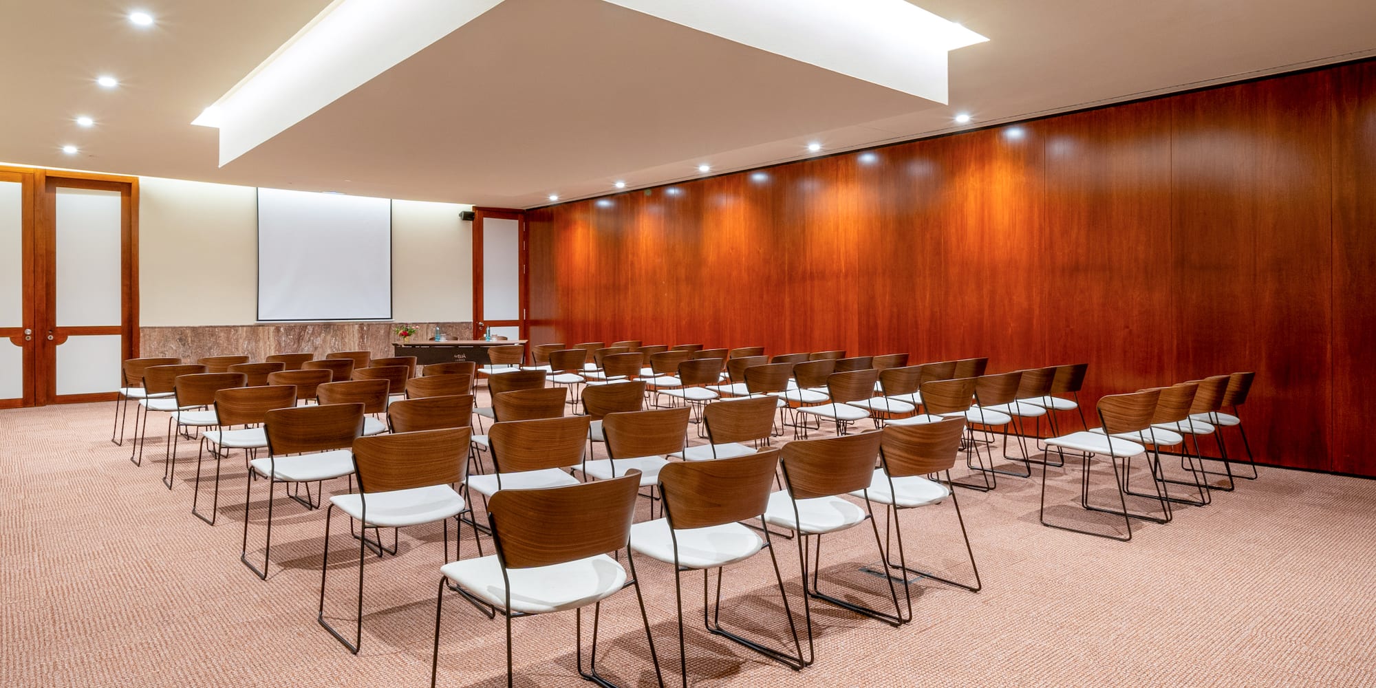 a room with many chairs