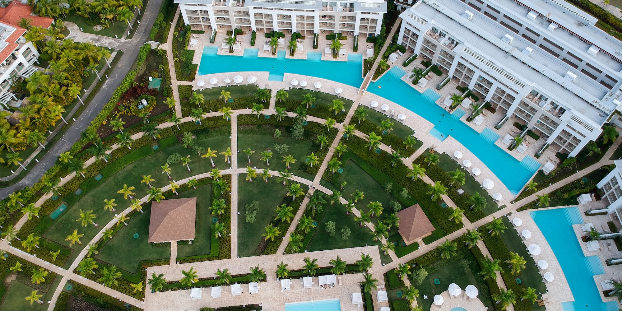 a aerial view of a resort