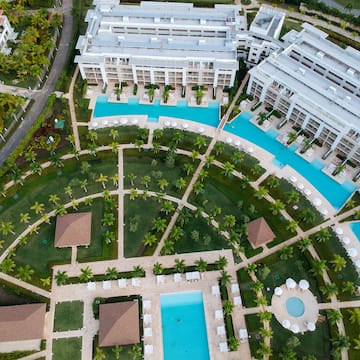 a aerial view of a resort