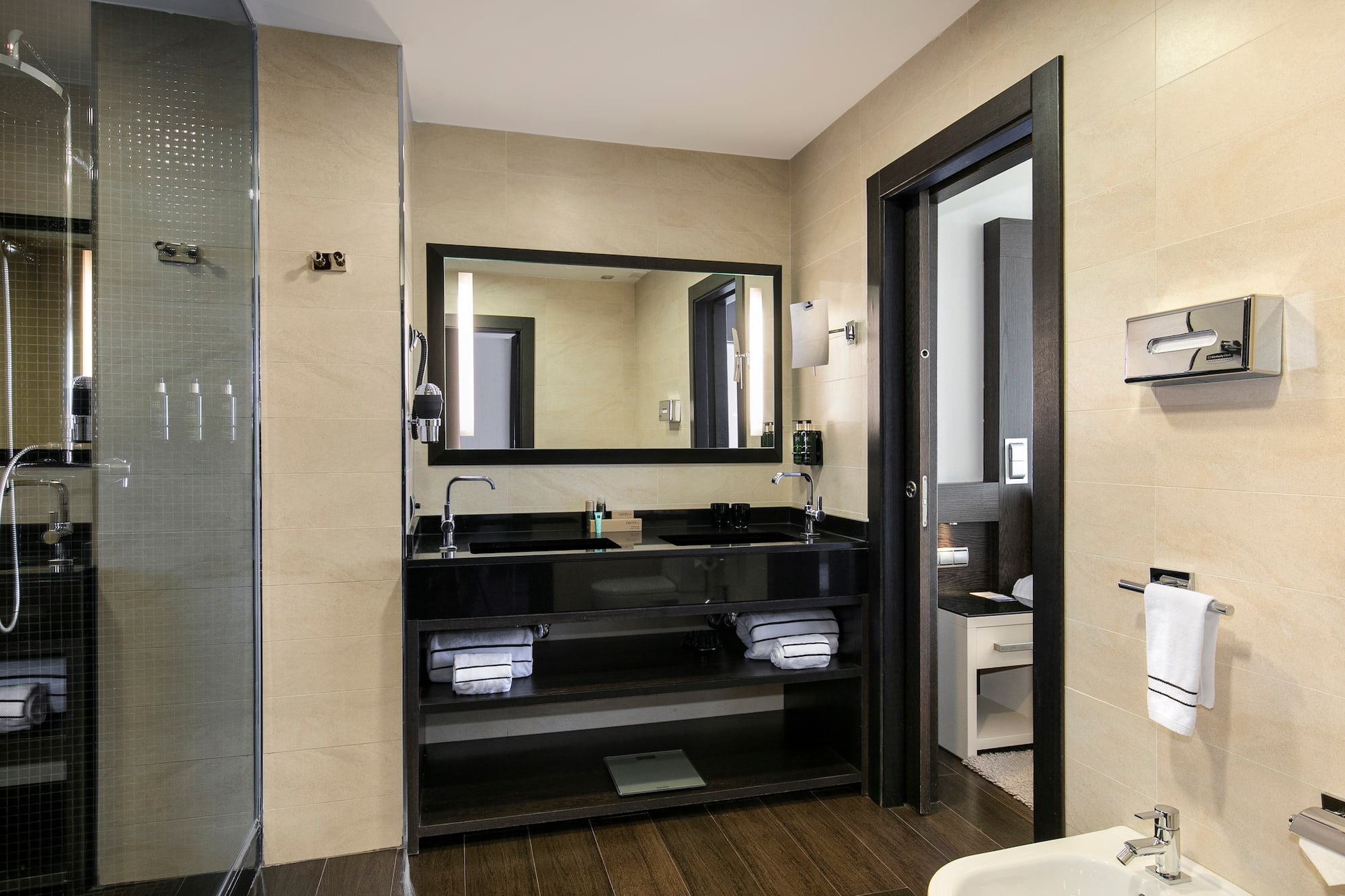a bathroom with a mirror and sink