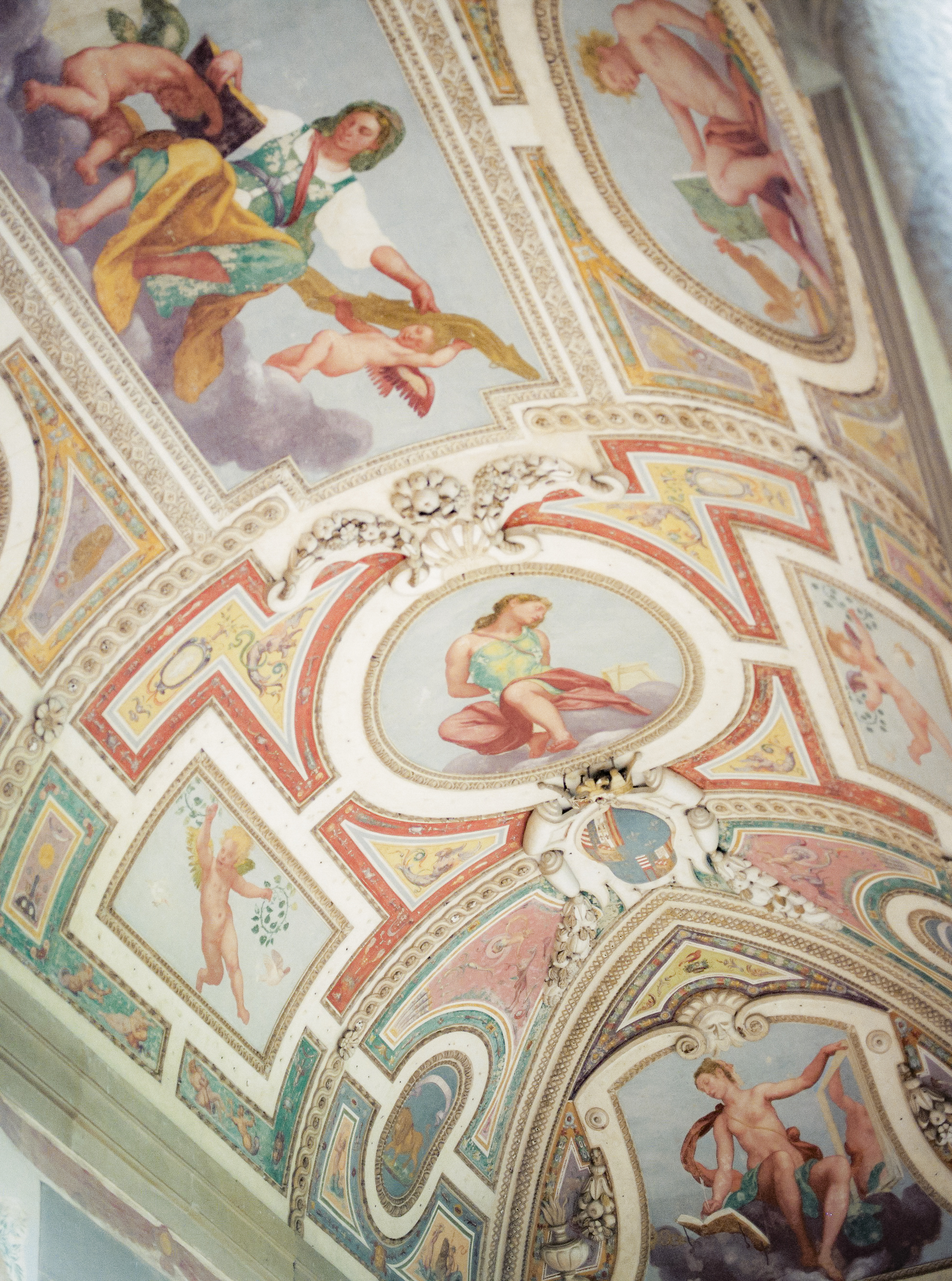 a ceiling with paintings on it