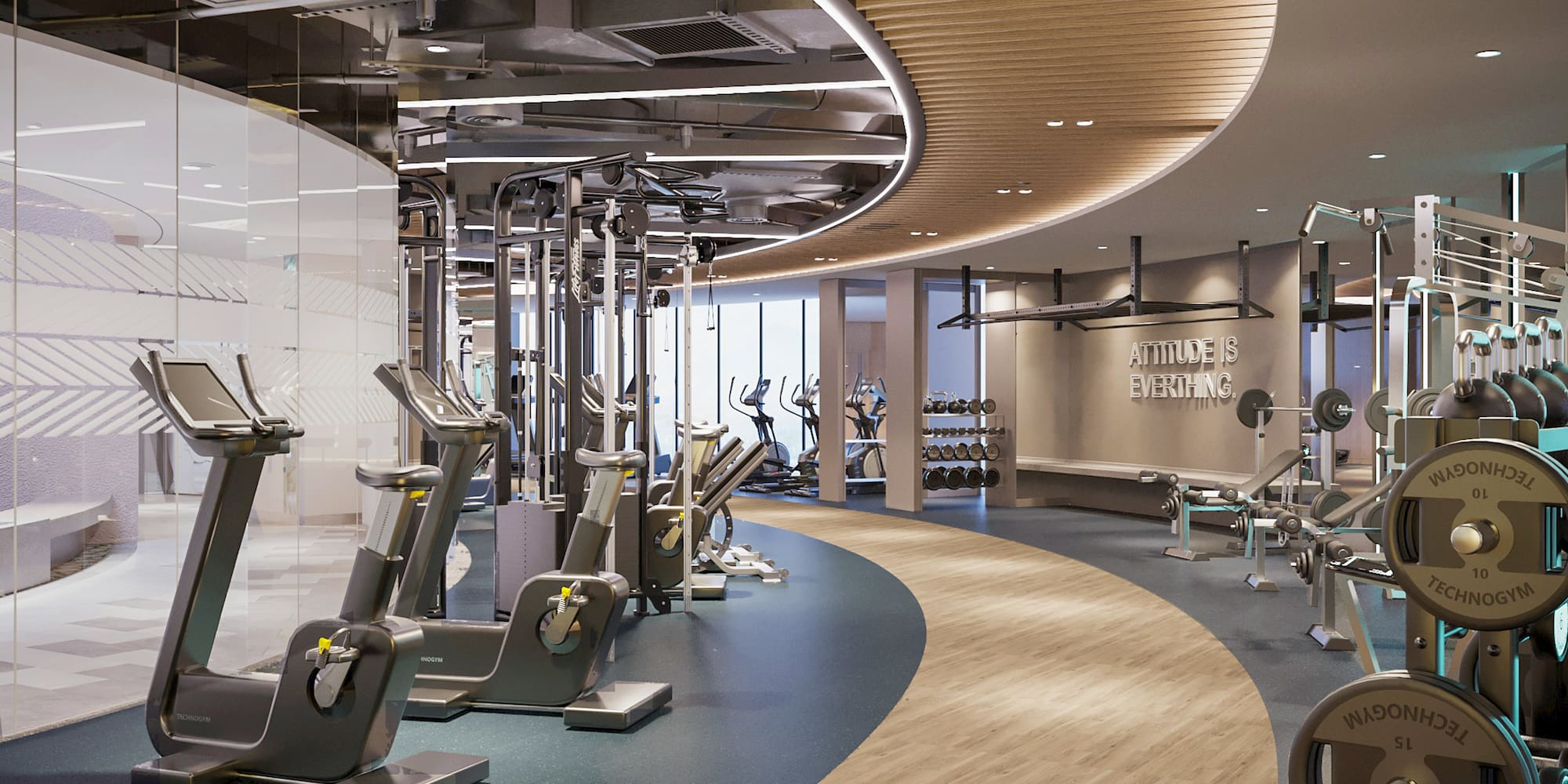 a gym with exercise equipment