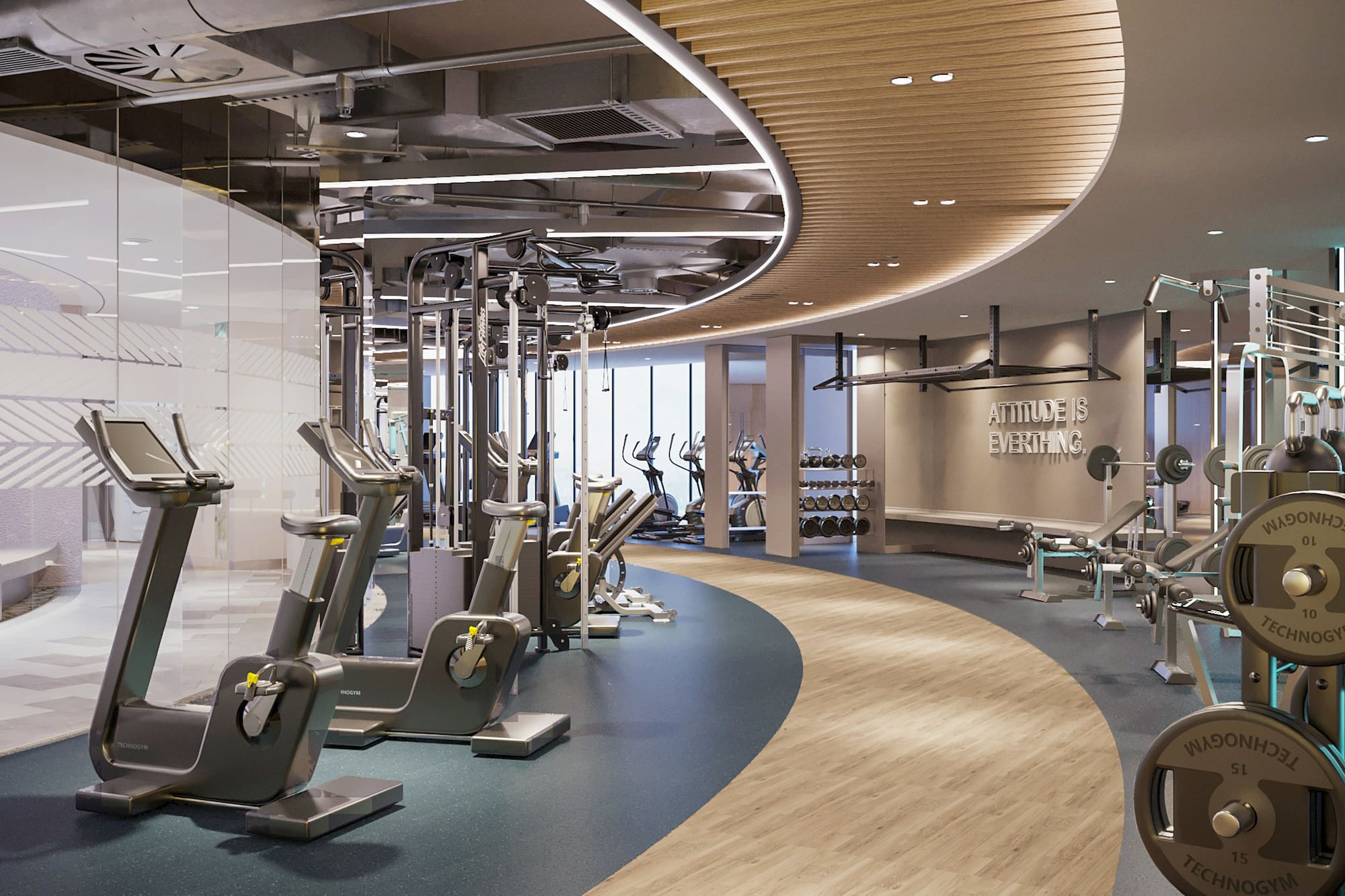 a gym with exercise equipment