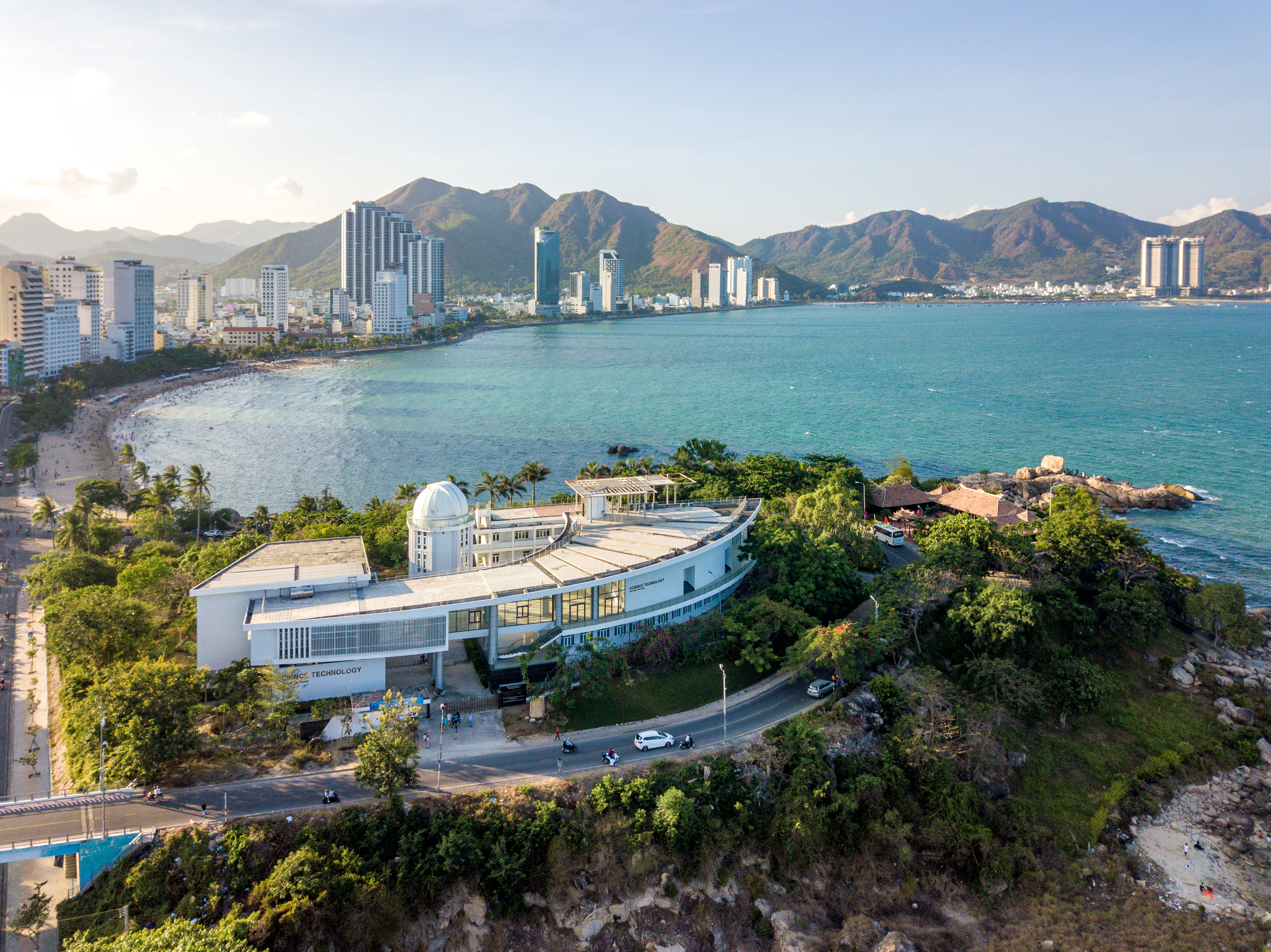 a building near the water