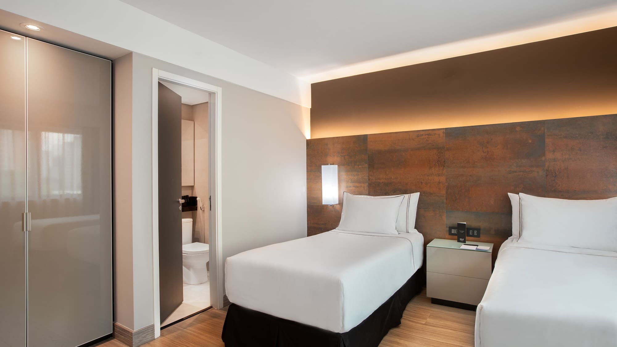 a room with two beds