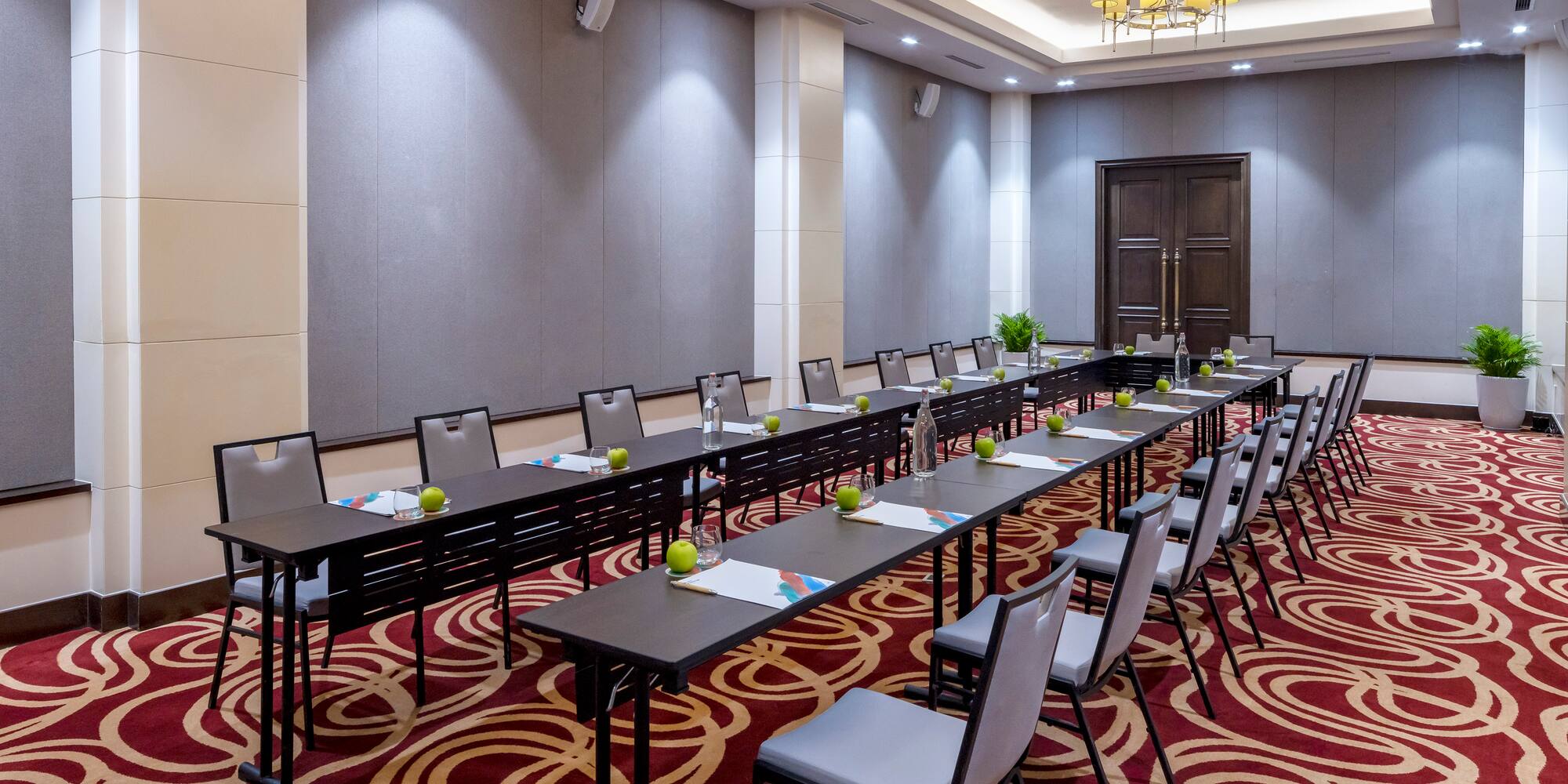 a room with tables and chairs