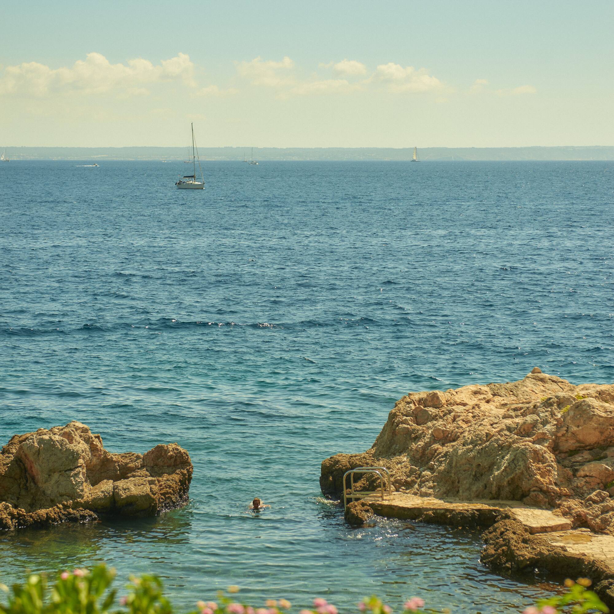 a person swimming in the water
