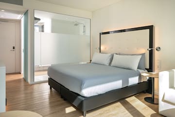 a bed in a room