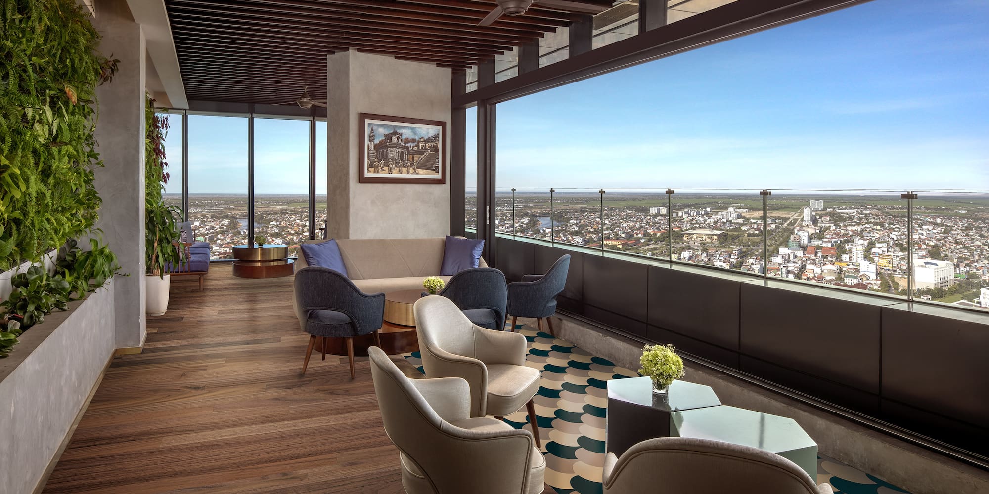 a room with a view of a city