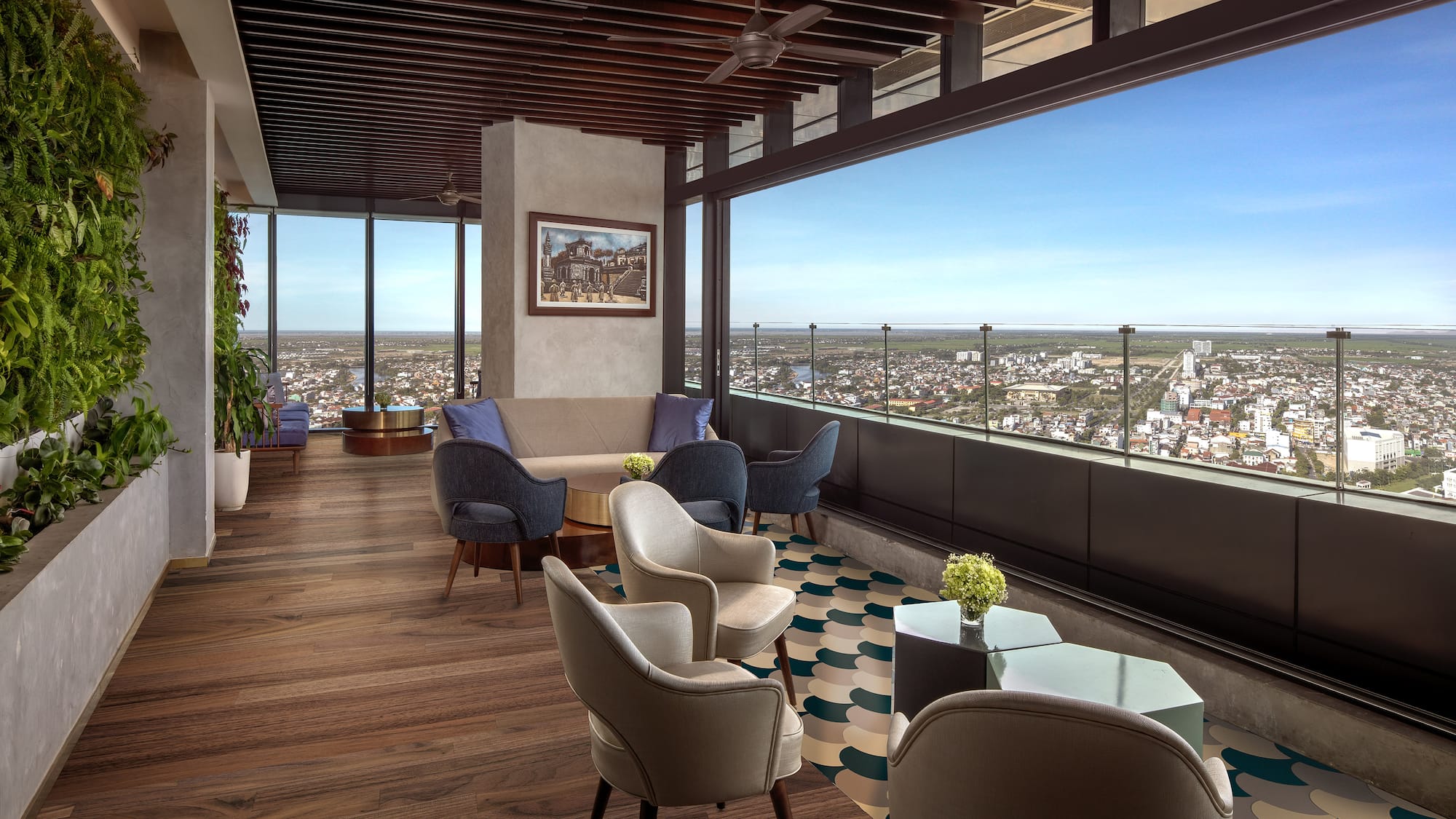 a room with a view of a city